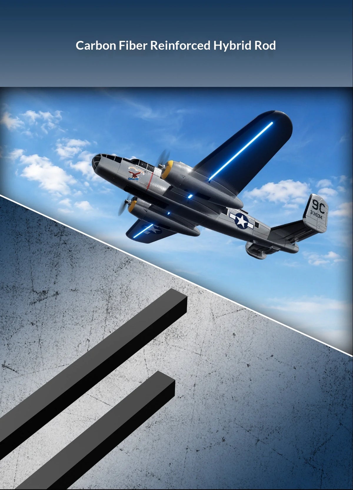 Volantex B25 Mitchell Bomber Remote Control Rc Fixed Wing 3 Channel Dual Motor Foam Airplane With Xpilot Stabilization System