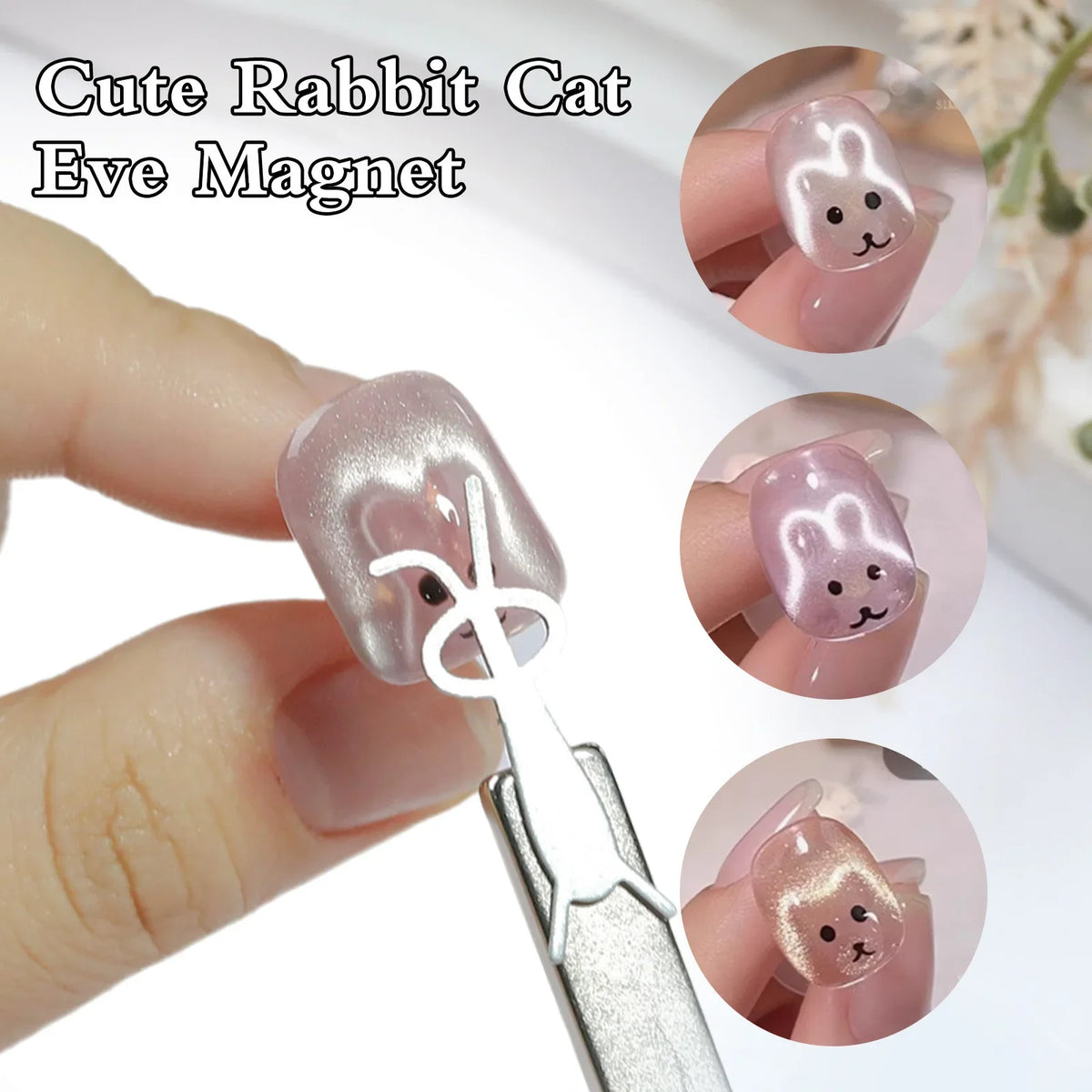Pro Cat Eye Nail Magnet Kit — Dual-Tip Wand, Round Beads & Y/Rabbit Stencil. DIY Multi-Style Cat Eye Nails Made Easy.