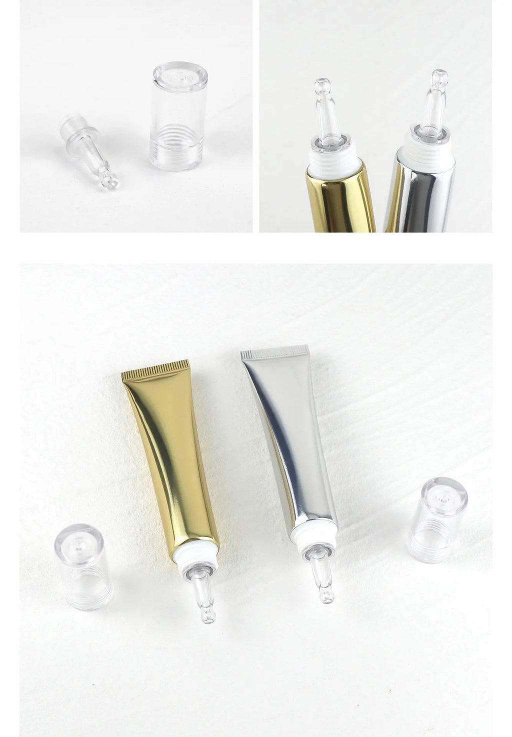 20ml Lip Gloss Tube Custom Logo Empty Squeeze Plastic Liquid Lipstick Metal Tip Lip Oil Balm Container Metal Applicator 30pcs