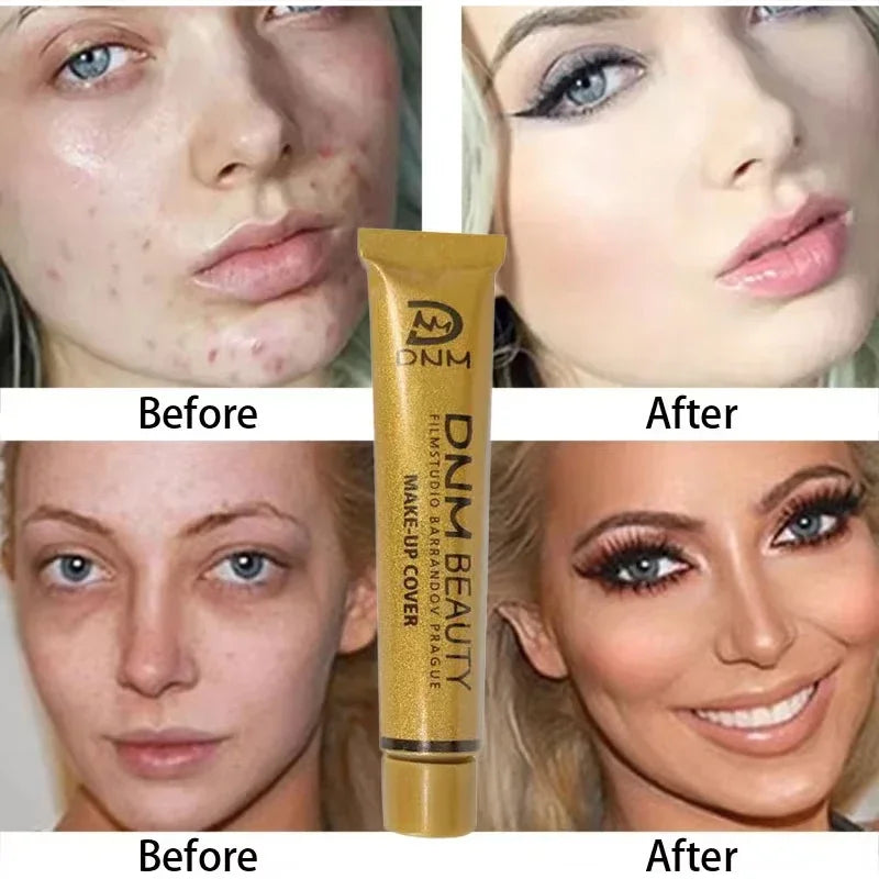2-in-1 Full Coverage Concealer & Foundation, Gold Tube Cream For Dark Circles Tattoos Freckles Redness, Even Skin Tone