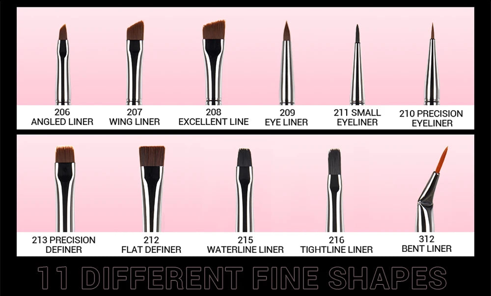 Jessup Eyeliner Brush Makeup Thin Bent Precision Angled Flat Definer Ultra Fine Pencil Precision Synthetic S151