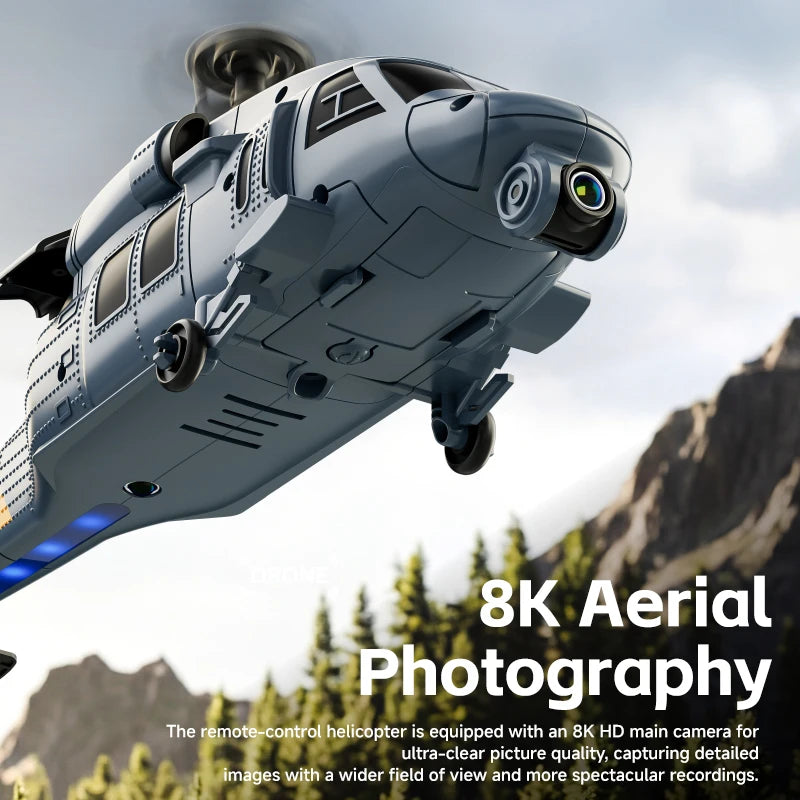 8K HD Camera RC Helicopter With LCD Screen Optical Flow Positioning One Key Takeoff WIFI FPV RC Airplane Single-Rotor Flybarless