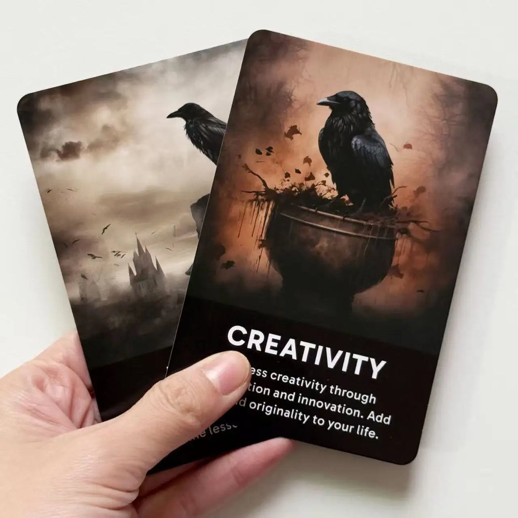 Crow's Insight Card Deck, 50 Oracle Cards for Personal Reading and Reflection, 12*8cm, Tarot Cards, Gaming Gift