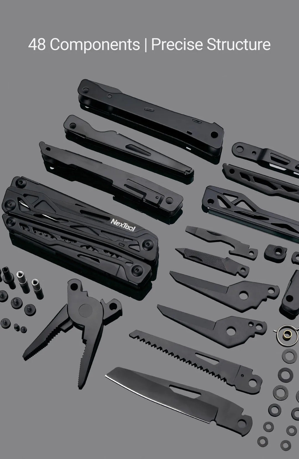 NexTool 11-In-1 Black Knight Multi-function Camping Tools Knife Outdoor Survival Folding Pliers Scissors Hand Multitool Tool Kit