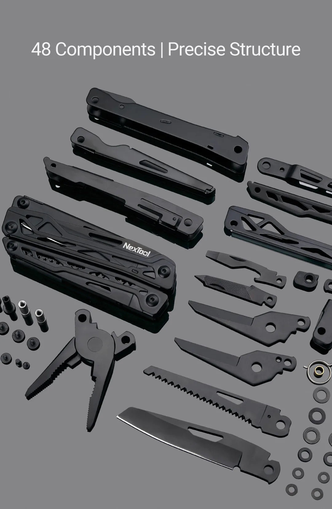 NexTool 11-In-1 Black Knight Multi-function Camping Tools Knife Outdoor Survival Folding Pliers Scissors Hand Multitool Tool Kit