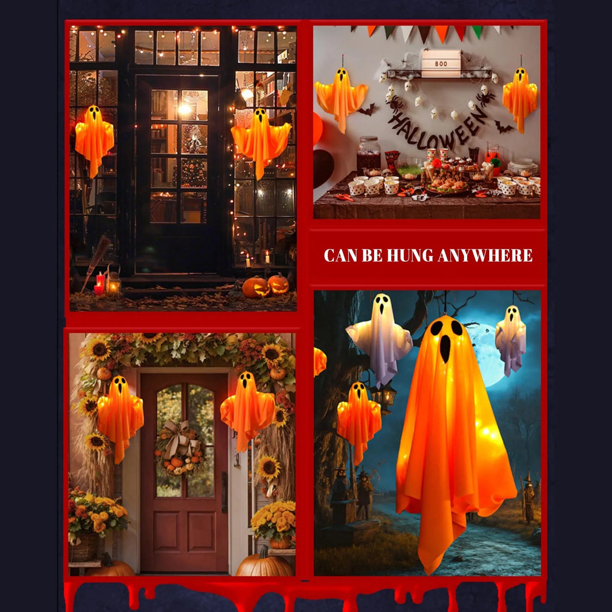 Halloween Ghost Hanging Decorations Halloween Hanging Light Up White Flying Ghosts Tree Window Wall Scary Ornament 2026