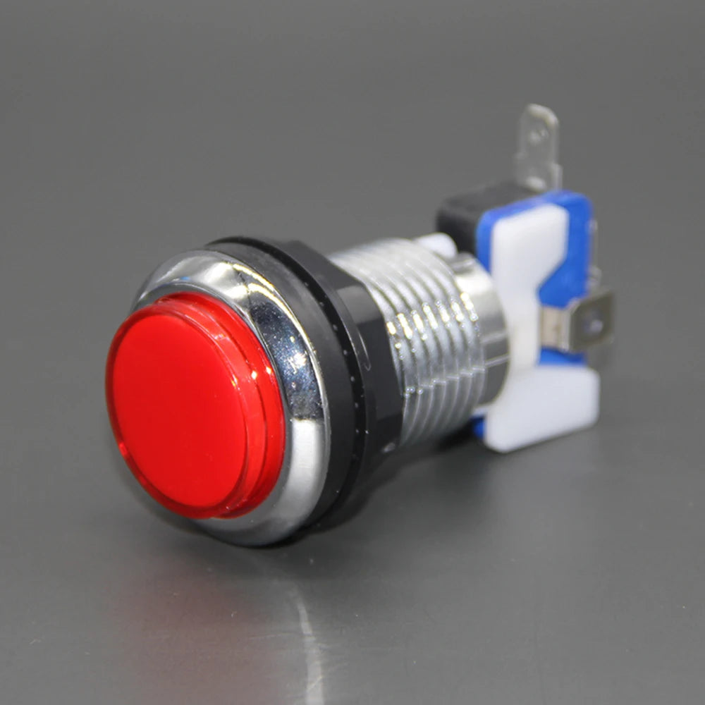 1PCS CHROME Plated illuminated arcade push button 5V 12v LED Arcade Start Push Button with microswitch for Arcade game DIY