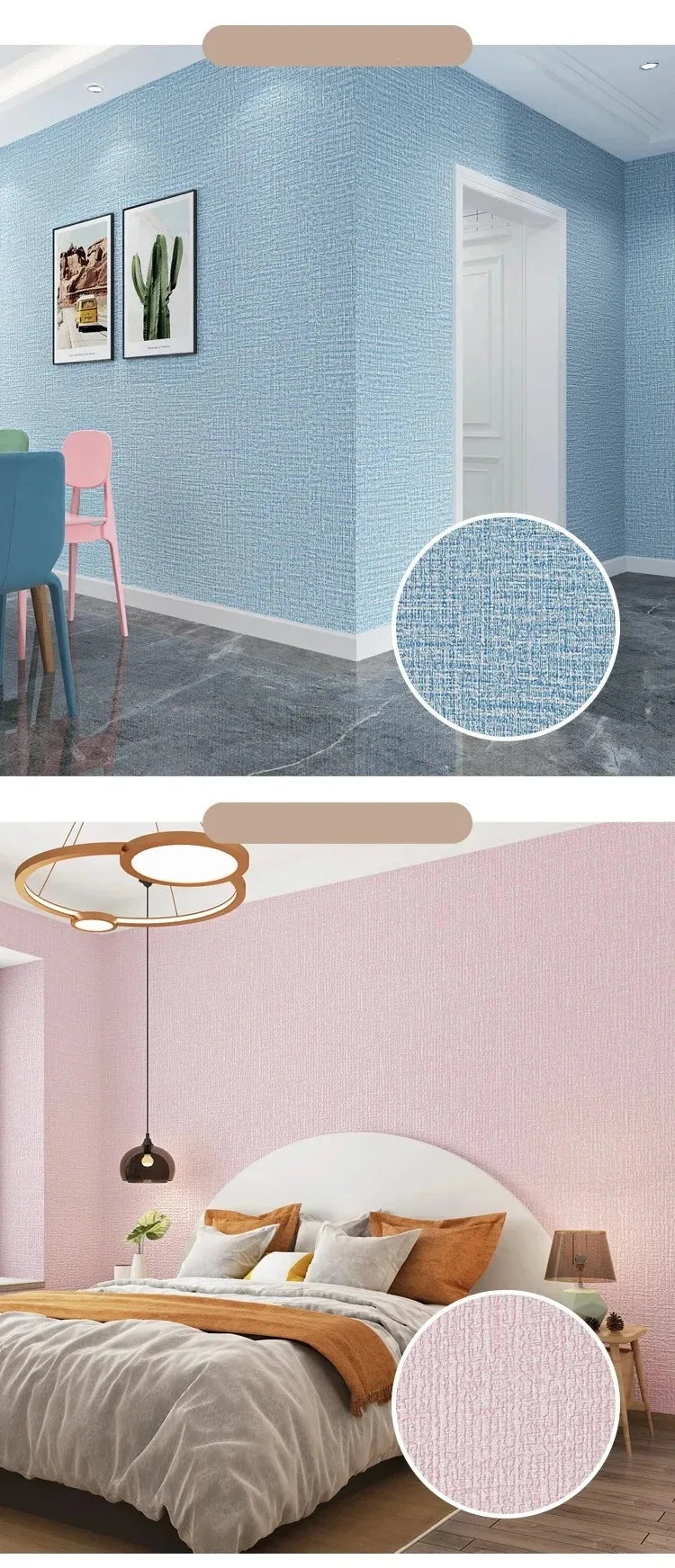 3D DIY Thicken Waterproof Mildew Proof Self-adhesive Insulation Wallpaper Linen Plain Color Stickers Renovation Wall Stickers