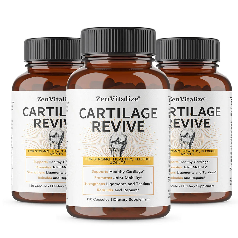 Cartilage Revive Supplement Capsules with Glucosamine, MSM, Vitamin D3, C - Joint Support, Antioxidant, Enhances Flexibility