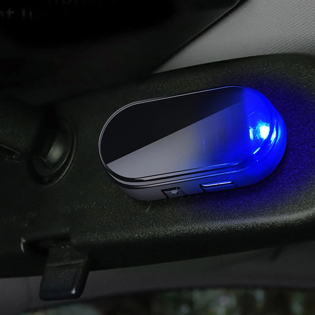 Solar Powered Car Fake Security Light Blue/Red Flashing Simulated Alarm Wireless Warning Anti-Theft Caution Lamp Strobe