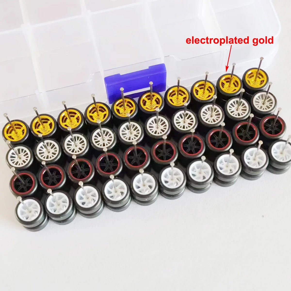 20 Sets 1/64 Alloy Car Wheels w Rubber Tires Axles for 1:64 Mini Model Cars Matchbox Domeka HW