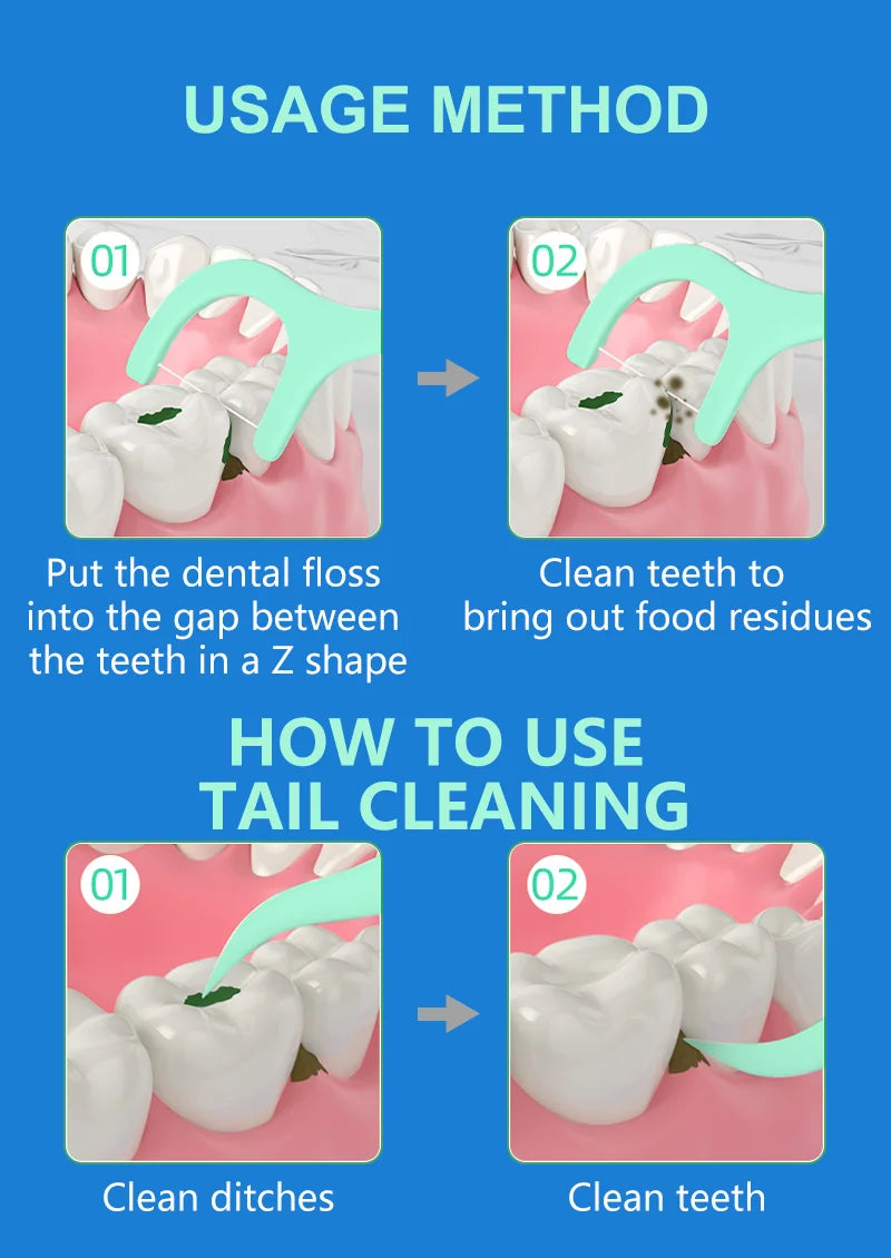 100PCS MINT DENTAL FLOSS FRESH MOUTH Cleaning Tools Floss Set Clean Between Teeth Toothpicks Boxed Dental Floss Picks
