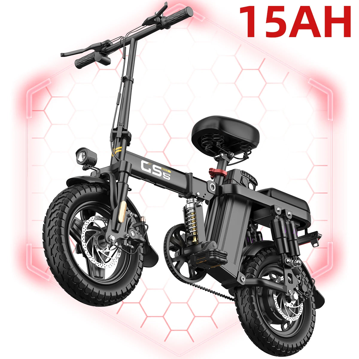 Uplee GS5 500W 48V 15AH Electric Bicycles Ebike E-Bike For Adults, 3-Riding Modes, 14" Foldable Ebike, With Charger And Battery, MAX Speed 19.9 MPH, Dual Disc Brakes, Durable And Lightweight Frame, All-Terrain Foldable Ebike