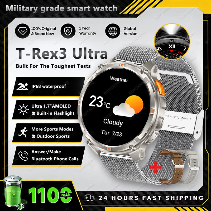 2026 GPS Sports Smart Watch 1.7-Inch AMOLED Screen Outdoor Sports Compass Heart Rate IP68 Waterproof Bluetooth Call Smartwatches