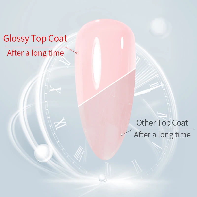 15ML Glossy Top Coat Shine Finish Long Lasting Soak Off Nail Clear UV Nail Lamp Gel For Gel Nail Polish Salon Nail Art Design