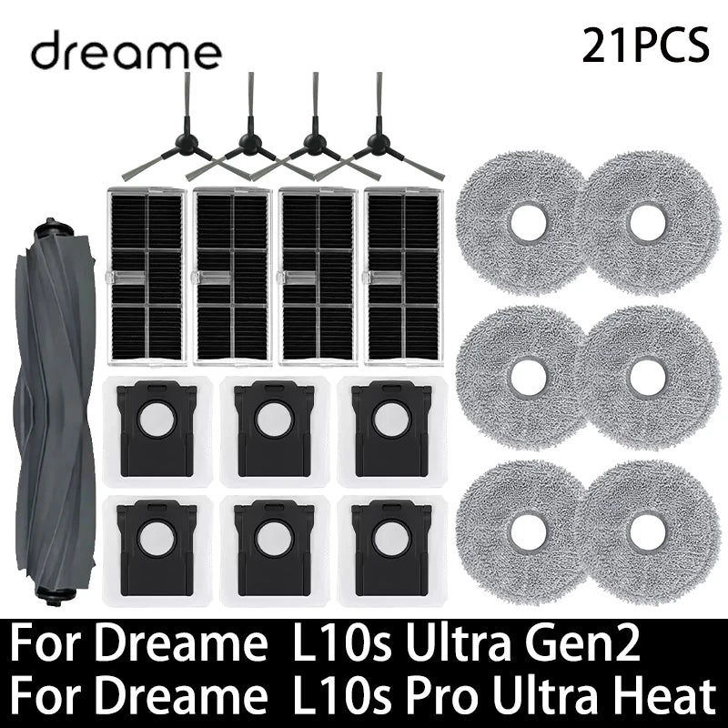 For Dreame L10s Ultra Gen2 / L10s Pro Ultra Heat Vacuum Cleaner Replacement Accessories Main Side Brush HEPA Filter Mop Dust Bag