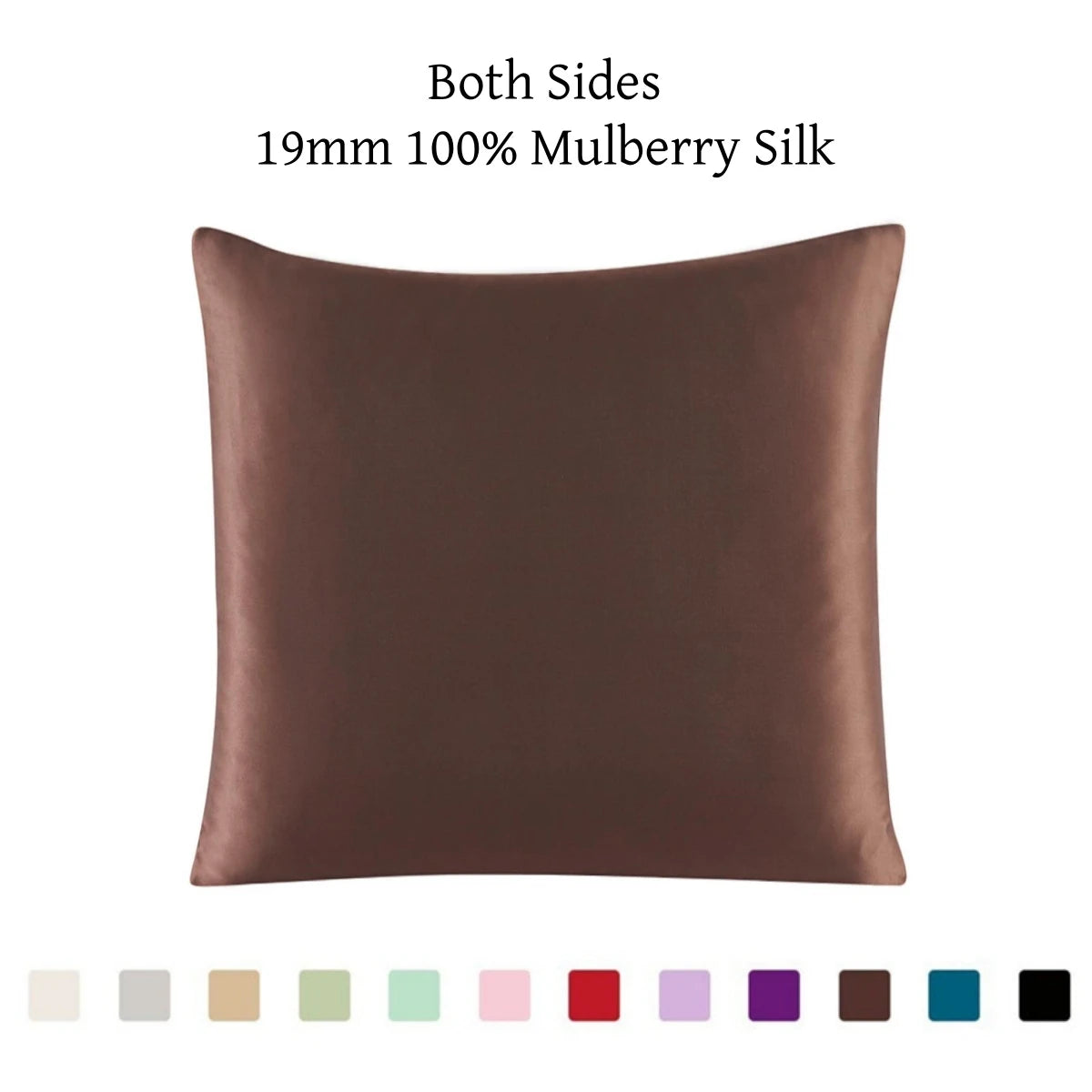 100% 19mm Mulberry Silk Zipper Pillowcase Cushion Pillow Case Cover Solid Multicolor
