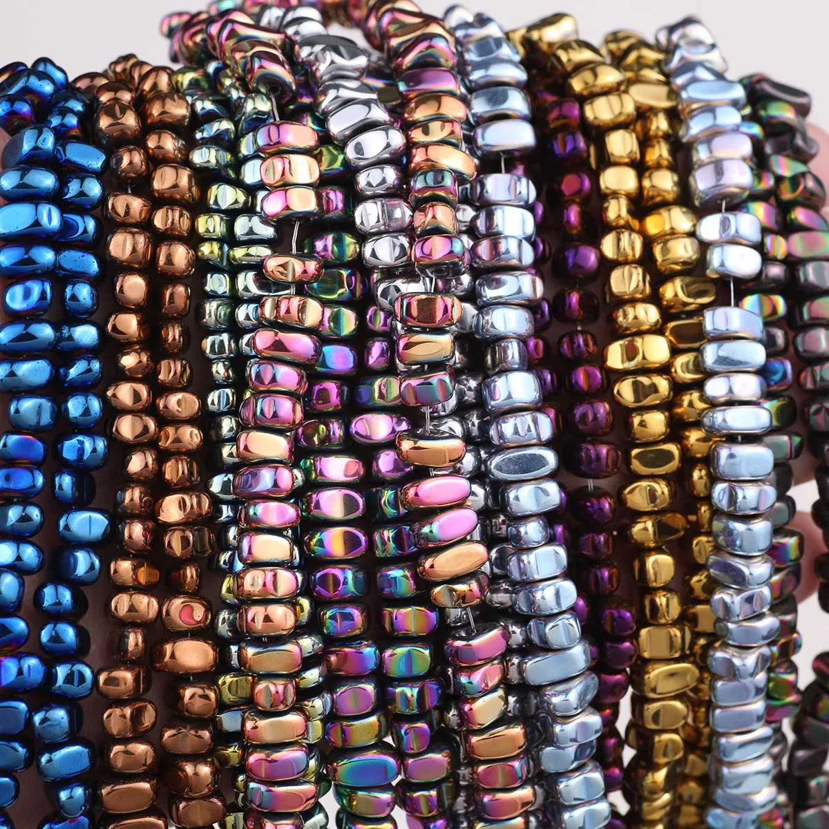 WLYeeS Gravel Stone beads 4-8mm Irregular Gold Colour Hematite  small Spacer Loose Bead for Jewelry bracelet Necklace Making DIY