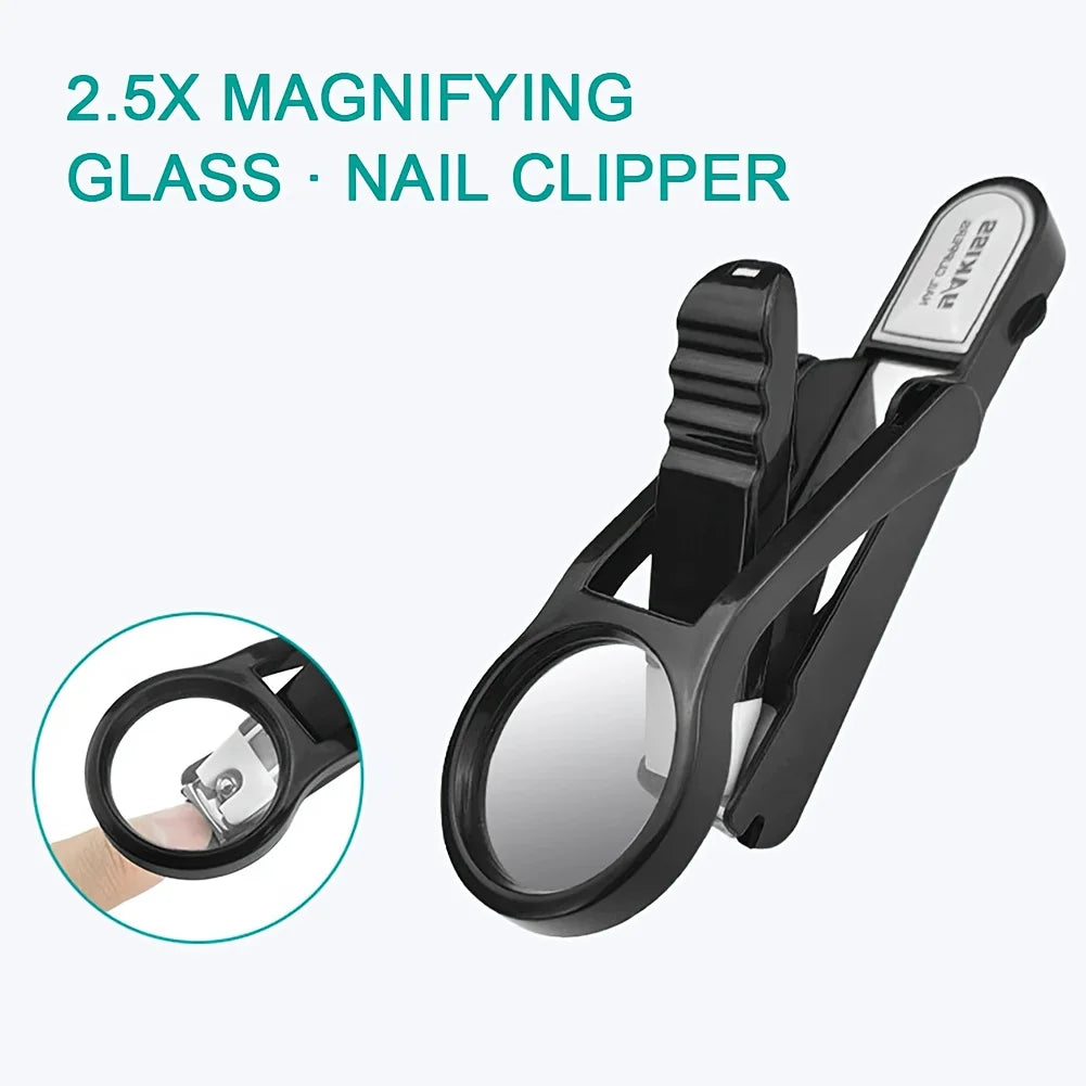 1pc Stainless Steel Nail Clipper with Magnifying Glass - Anti-Splash Design, Ergonomic Comfort Grip for Elderly Precise Cutting