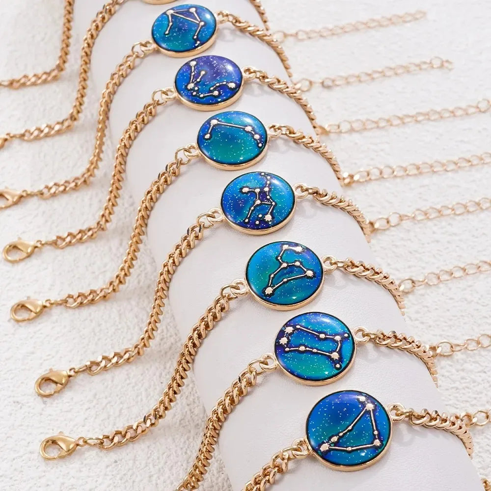 Zodiac Bracelet for Women 12 Constellation Sign Bracelet Color Changing Bracelet Temperature Sensing Mood Jewelry
