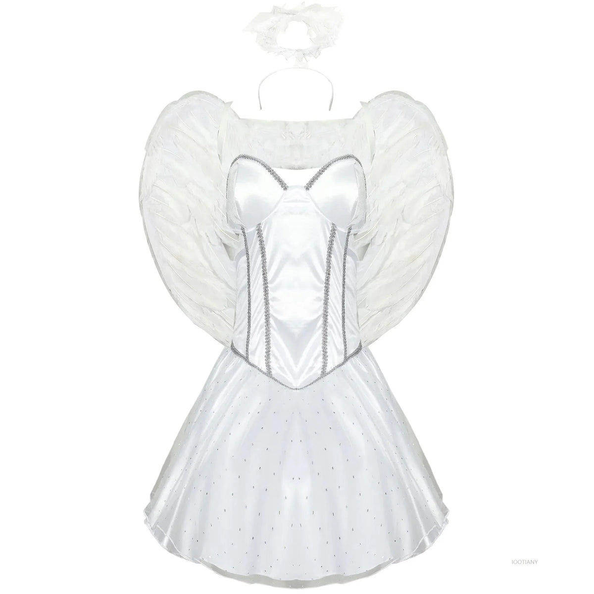 Halloween Day of the Dead Carnival Halo Wings Fallen Angel Costume Party Ballet Tutu Demon Queen Witch Cosplay Dress