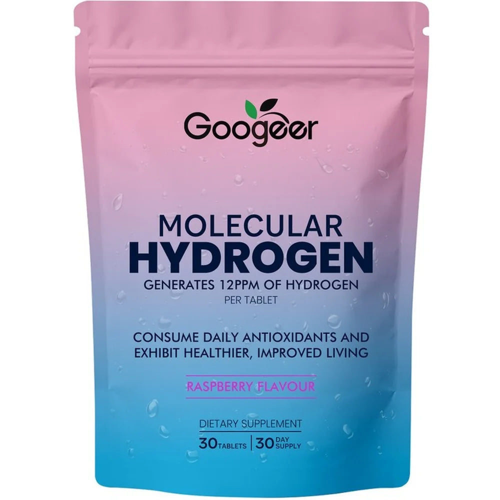 Molecular Hydrogen Water Tablets 12 PPM with Magnesium, Raspberry Flavor, Daily Wellness and Antioxidant Support, 30 Tablets