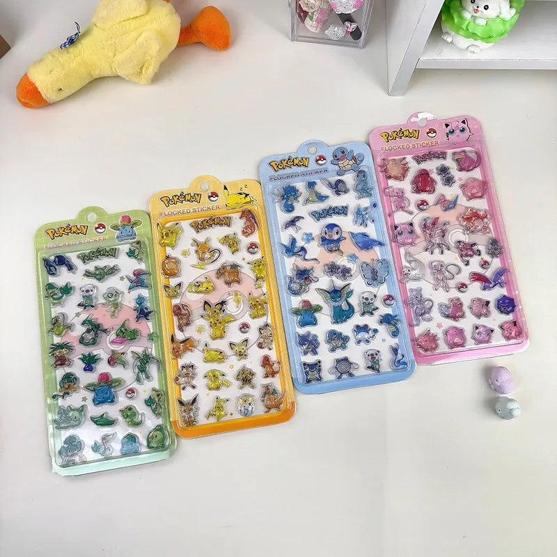20/40pcs Pokemon 3D Solid Charmander Gengar Pikachu Crystal Cartoon Stickers Diy Phone Case Decor Sticker Toys For Children