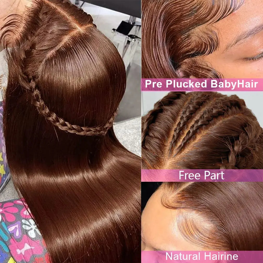 13x4 Chocolate Brown Lace Front Wigs Human Hair For Women 13x6 Hd Straight Lace Frontal Wig 4x4 5x5 Closure Human Hair Wig