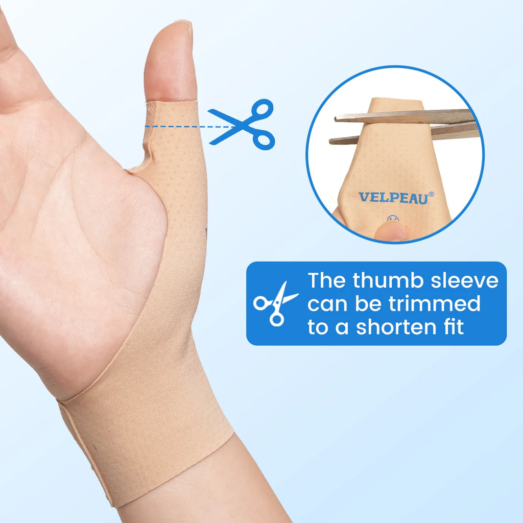 VELPEAU Thumb Compression Sleeve for Mild Arthritis Pain and Sports, Thumb Splint Support Liner Universal for Both Hands, 2PCS