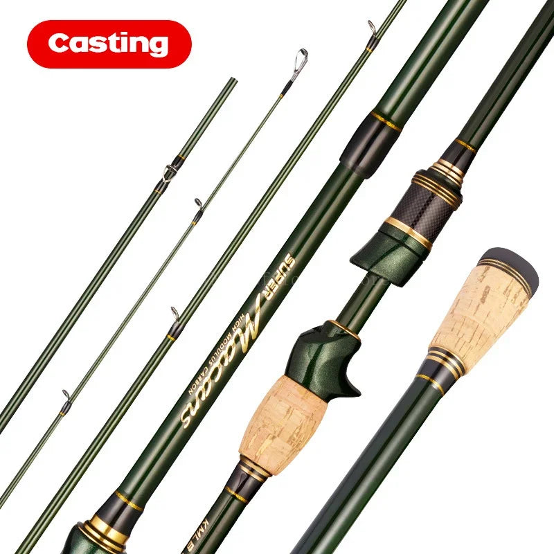 1.8-2.4m Spinning Casting Fishing Rod K Guide Ring 40T X Carbon L.W 4-21g M Power Lure Rod 4 Pieces Ultra Light 55cm Travel Rod