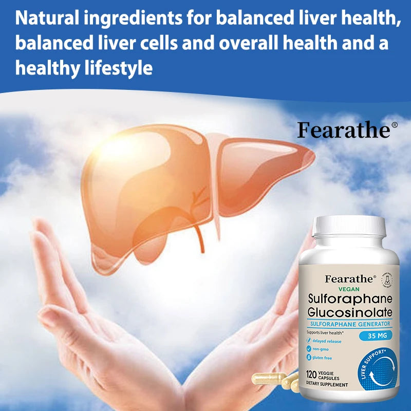 Sulforaphane Glucosinolate Capsules - Broccoli Seed Extract with Myrosinase, Liver Detox & Cellular Health Support, 120 Counts