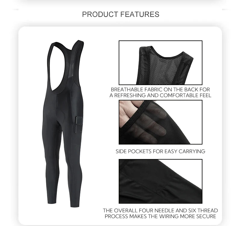 New Mens Cycling Tight Bib Pants Long-distance Cycling Long Pants Quick-drying Elastic Interface® Pro Cushion Spring Autumn