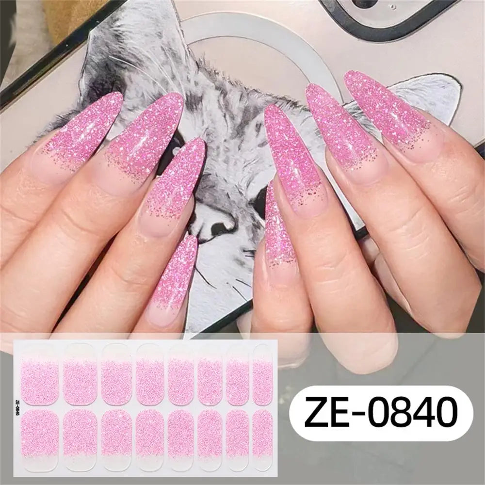 Gradient Galaxy Series Press-on Nails | 16-Piece Set of Removable Self-Adhesive Fake Nail Stickers | Valentine's Day Gift Idea