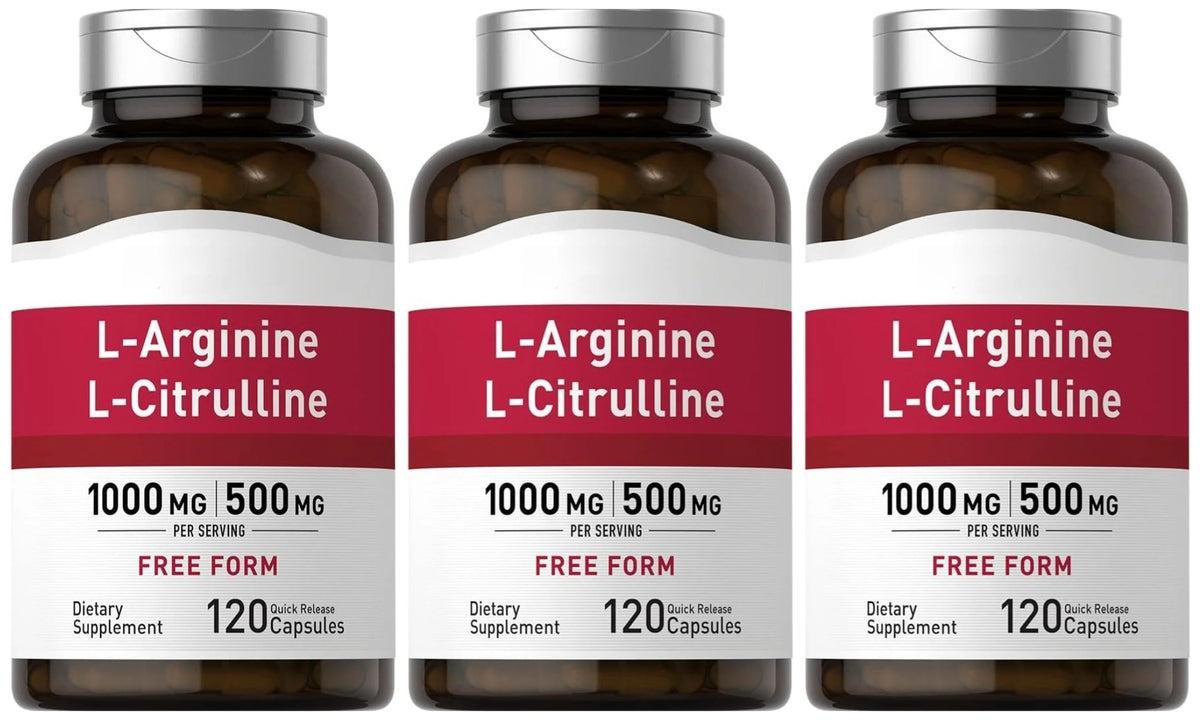 1500 Mg L‑Arginine & L‑Citrulline Per Serving, Free Form Amino Acid Complex for Men & Women, Non‑GMO, Gluten Free, 120 Capsules