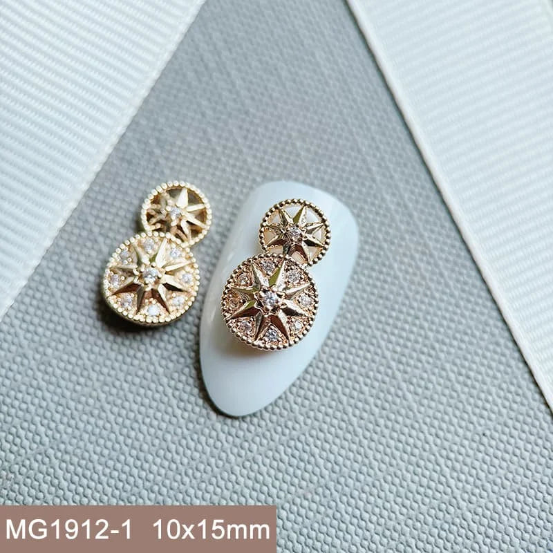 10pcs 3D Luxury Nail Art Charms Zircon Metal Star And Flower Decorations Starlight Jewelry Accessories for Manicure Supplies