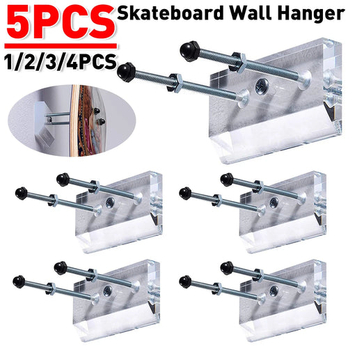 1-5PCS Skateboard Wall Hanger Wall Mount Skateboard Storage Holder Acrylic Skateboard Wall Storage Rack for Skateboard Lovers