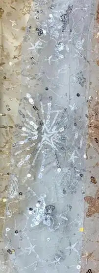 130cm wide Black/Apricot /Pink /Silver Sequins Embroidery Lace Fabric Star Moon Beads Embroid Fabric Sequin Dress Material X880