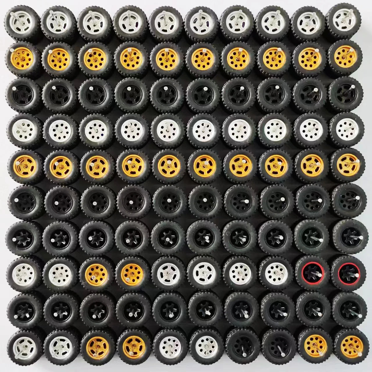 50 Sets 1/64 Wheels Pack with Rubber Tires Axles for 1:64 Matchbox Domeka Hotwheel Diecast Car Model Cars Wholesale