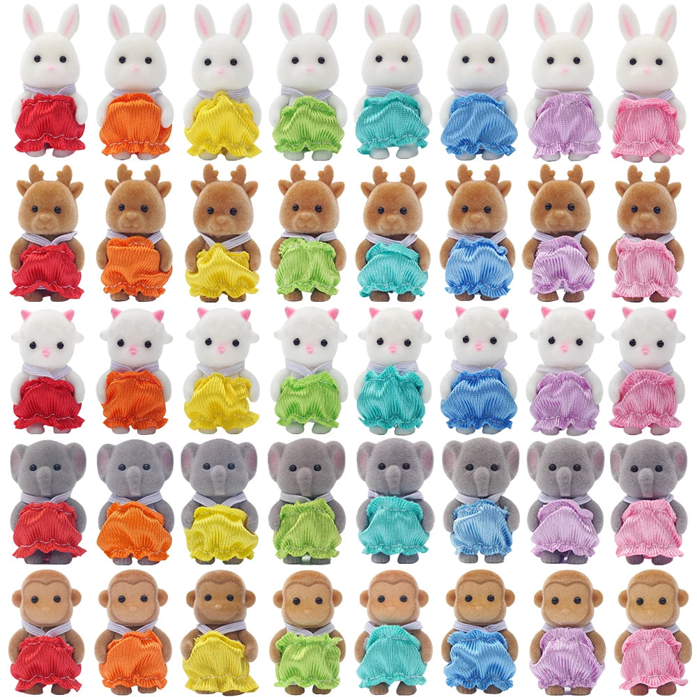 1/12 Forest Animal Baby Colorful Small Blue Cat Brown Rabbit Reideer 8Pcs Miniature Dollhouse Model Pretend Play Girl Gift Toy