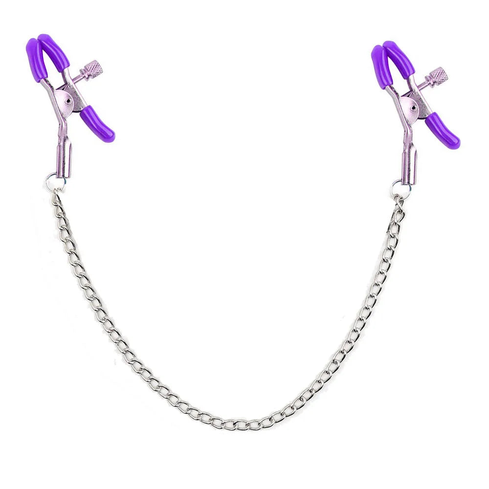 1 Pair Nipple Clamp with Chain Nipple Clips BDSM toy Kink Fetish Erotic wear Body Clamps Bondage nipple clamp