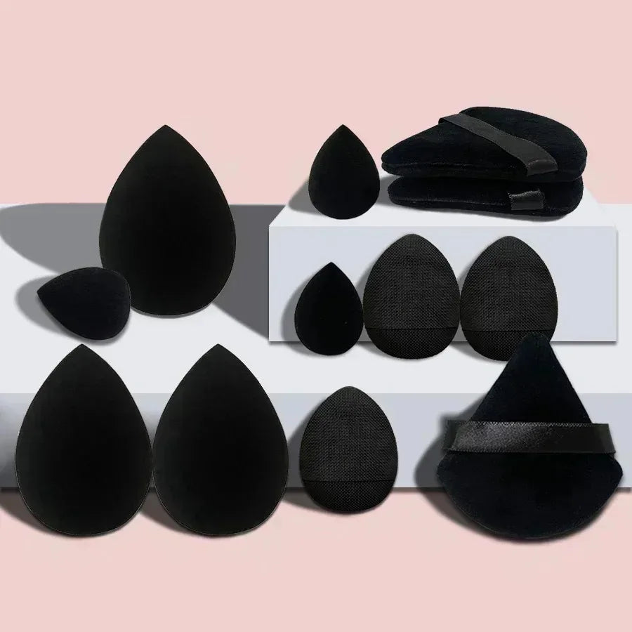 12Pcs Makeup Sponge Kit with Spa Headband, Foundation Blending Egg & Velvet Powder Puff, Complete Cosmetic Tools Set for Women -