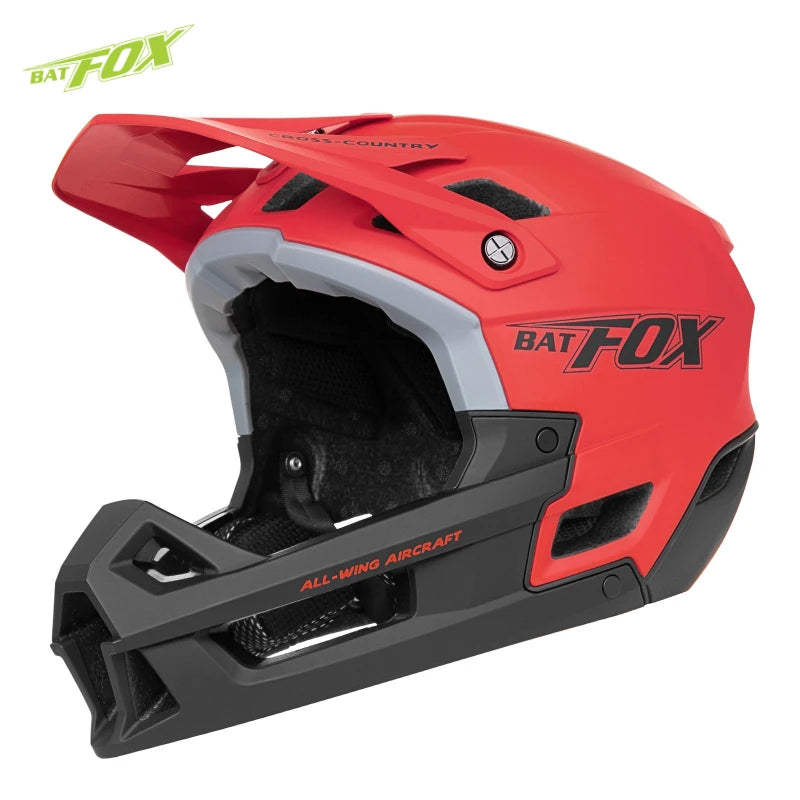 BATFOX Full Face Mountain Bike Helmet Off-road Certification Safety MTB Casco Bicycle Integrally-molded Riding Cycling Helmets
