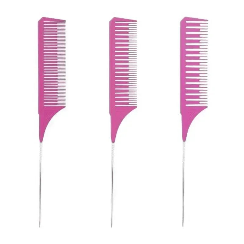 3pcs Hairbrush Hair Styling Combs Tailed Comb Set Coloring Dyeing Comb Salon Tool Sectioning Highlighting Weaving Cutting Comb