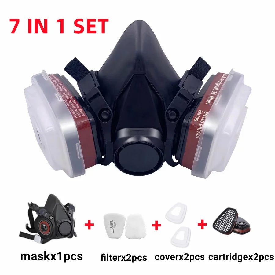 Dust Gas Mask Anti-fog Safety Goggles 6200 Black Half Face Gas Respirator Epoxy Resin Painting Spray Polishing Work Safety