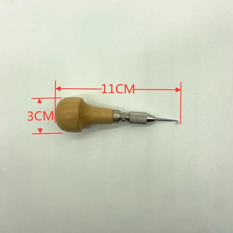 Handmade Badminton Racket Stringing Tool Wooden Handle Press Hole Pulling Hook Practical DIY Badminton Equipment Stringing Kit