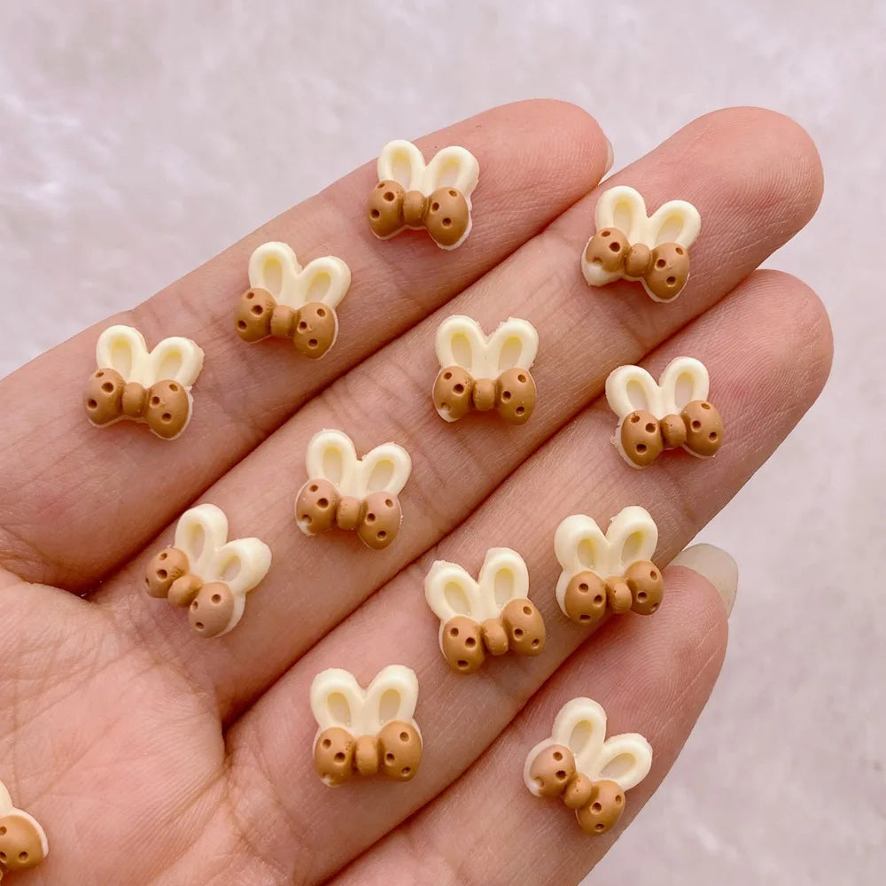 50 pieces mini cute cartoon popsicles, bear, rabbit series nail art charm flat bottom 3D nail decoration DIY nail accessories