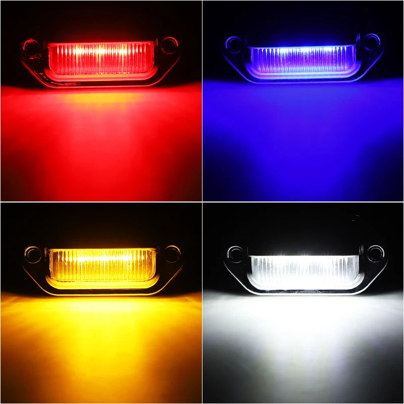 Universal Chrome LED Number Plate Light 12V 24V Rear Brake Light License Taillight for Cars Truck Wagon Van RV Motorcycle 6 Leds