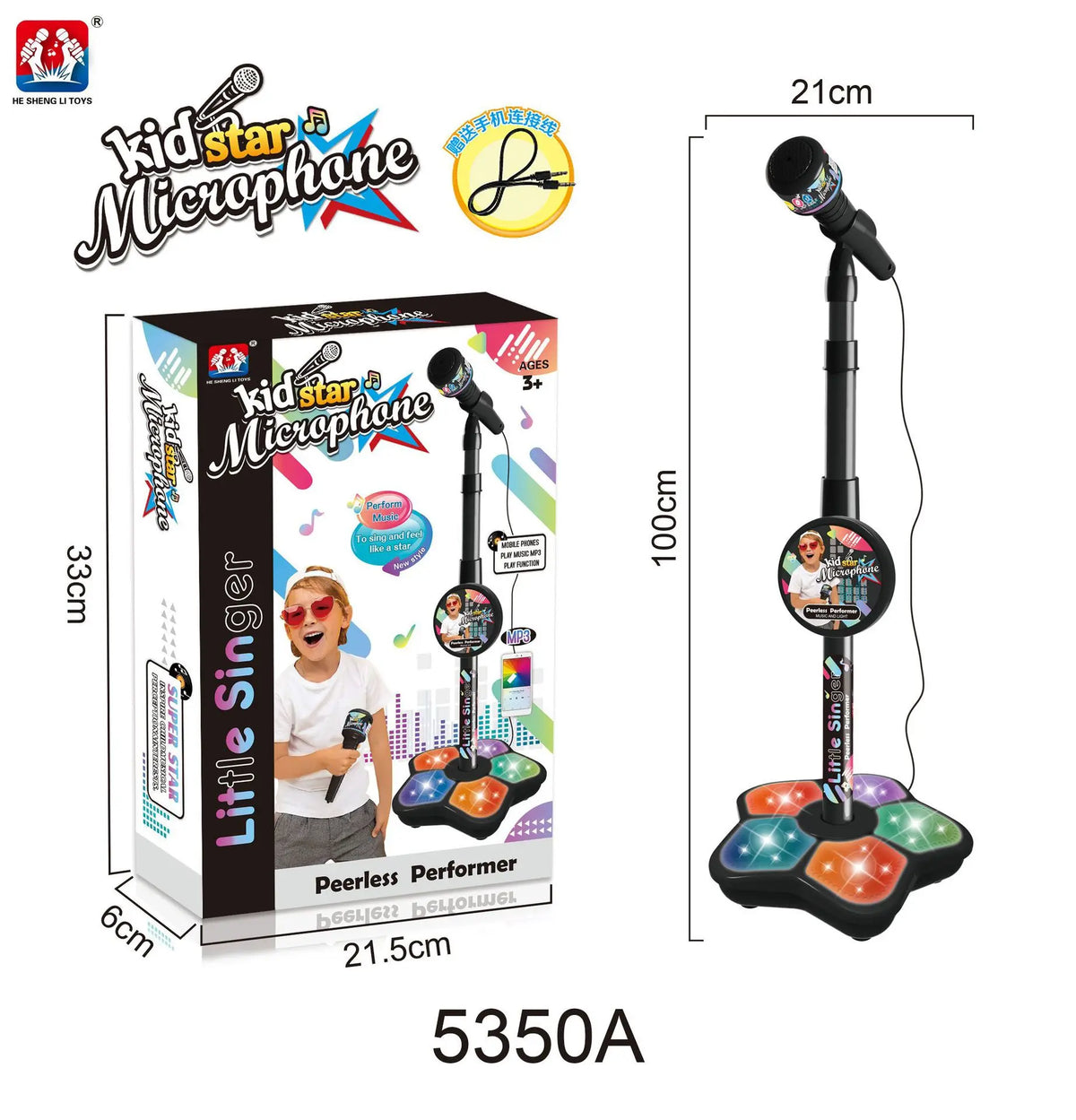 K019 Toys Witch Hunters Microphone With Adjustable Stand Led Lights Support Mp3 Playback Karaoke Singing Music Performance Gift
