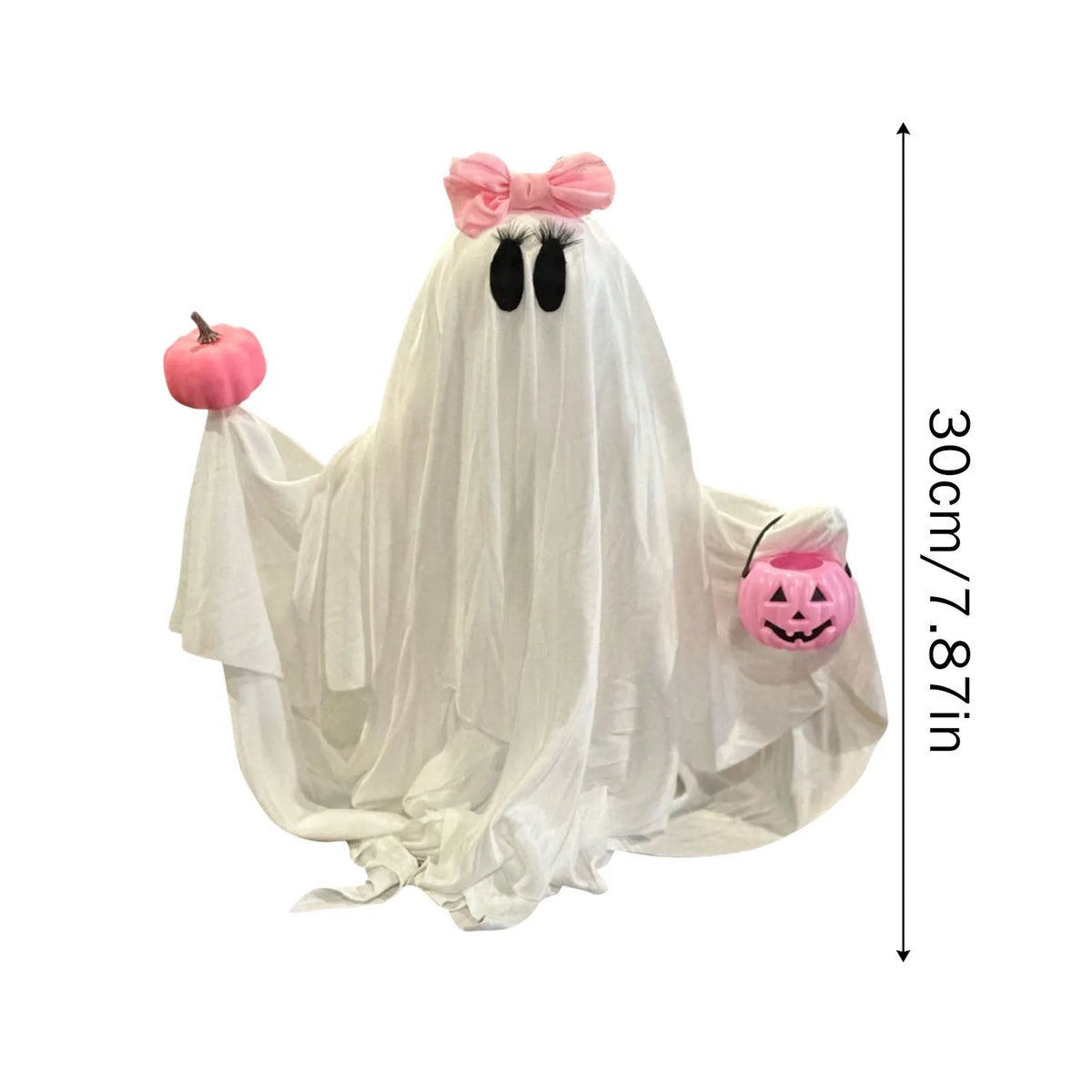 Halloween Ghost Holding Pink Pumpkin Halloween Decorations Indoor Spooky Ghost Decor Halloween Party Desktop Decoration Ornament