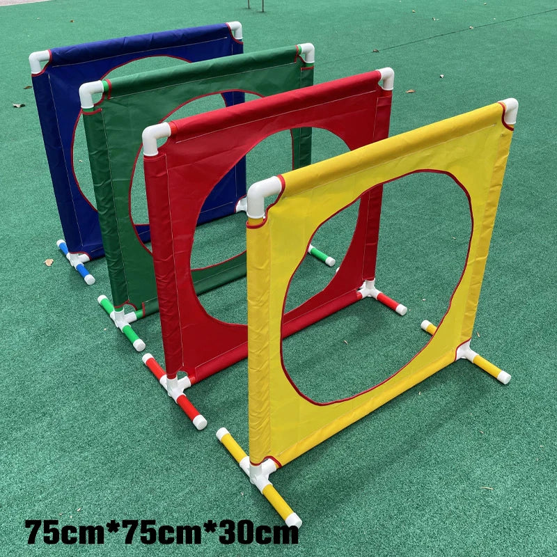 Kids Agility Obstacle Course Toys Colorful Jump Hurdle & Crawl Through Window Frame Children Sensory Integration Training Indoor